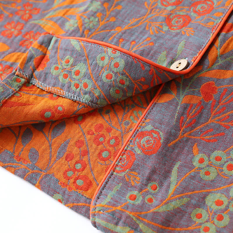 Liora — Floral Jacquard Cotton Loungewear Set with Lightweight Comfort