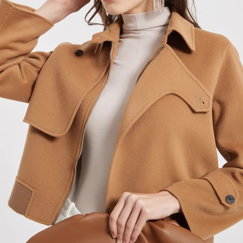 Brynna Wool Jacket — Cropped Wool Coat with Modern Structured Fit