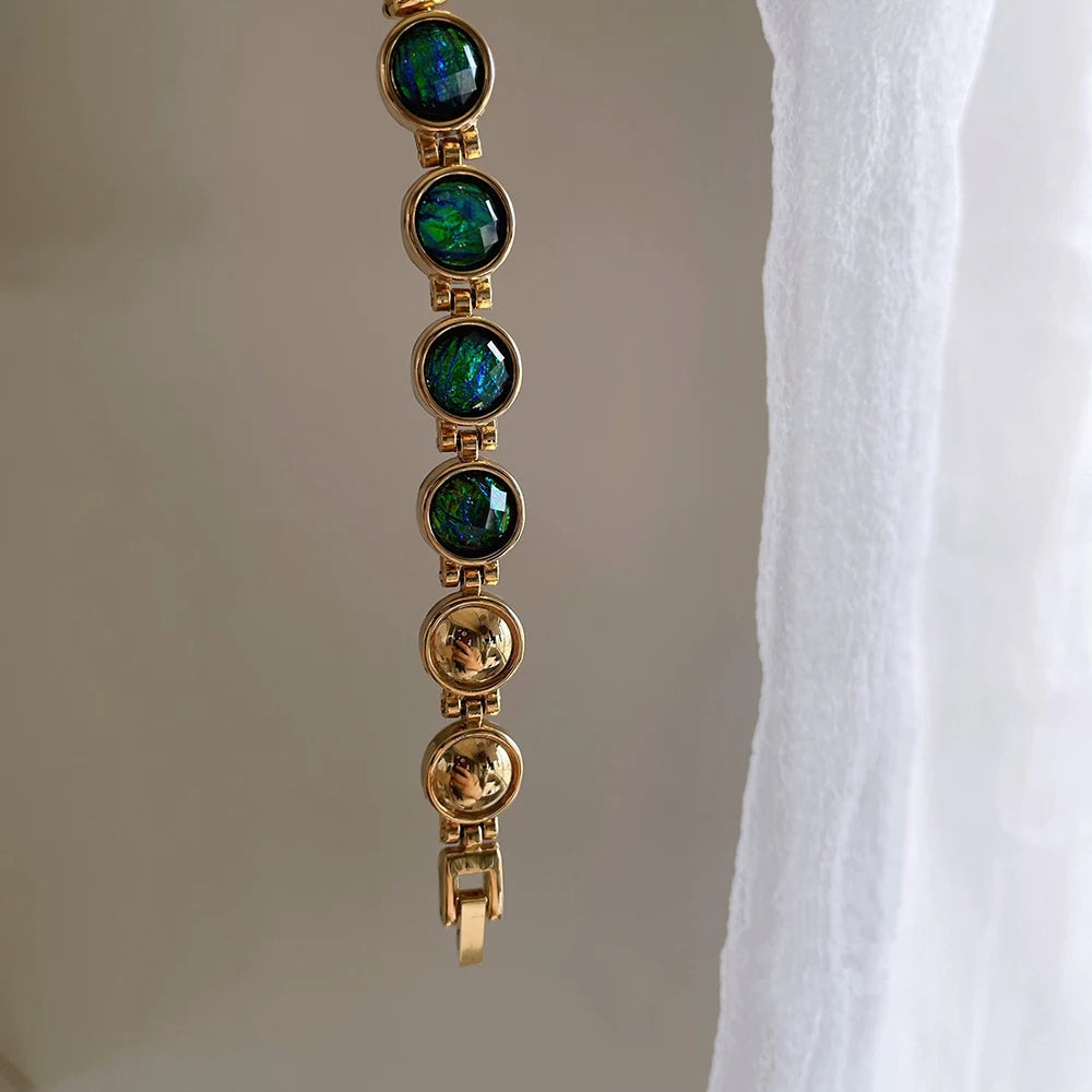 Marlenza — Green Opal Gemstone Watch with Sculptural Link Bracelet