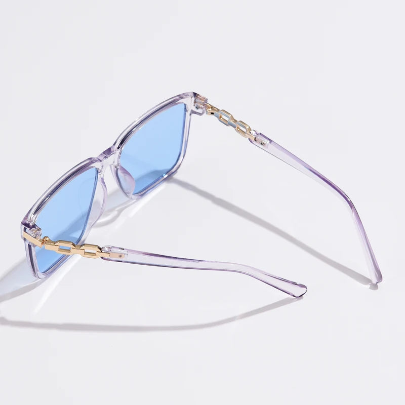 Selan — Oversized Square Sunglasses with Gold Chain-Link Arms