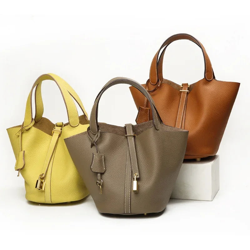 Liora — Handmade Full-Grain Leather Handbag with Zip Closure