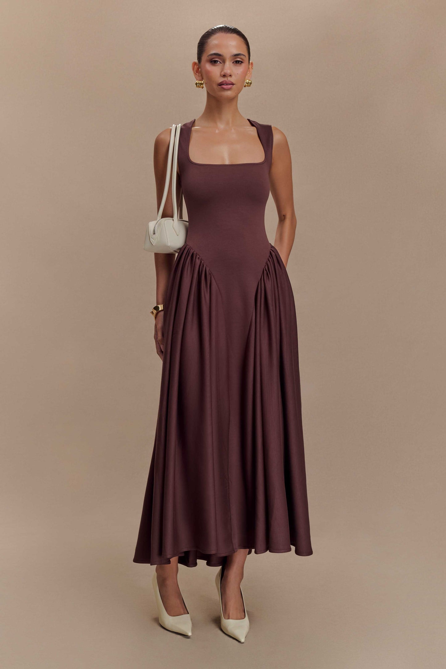 Alvani — Flattering Midi Dress with Structured Fit and Full Skirt