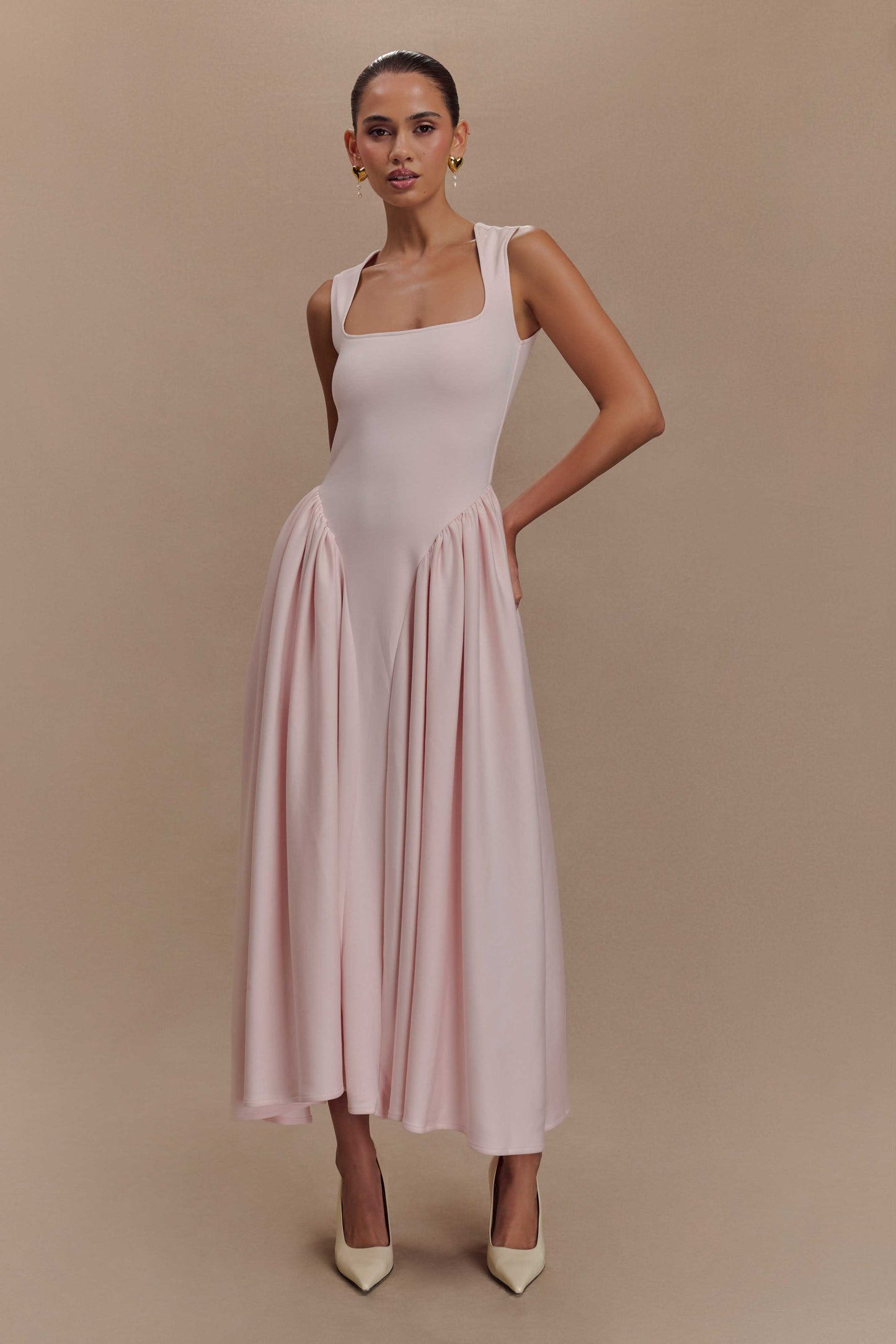 Alvani — Flattering Midi Dress with Structured Fit and Full Skirt