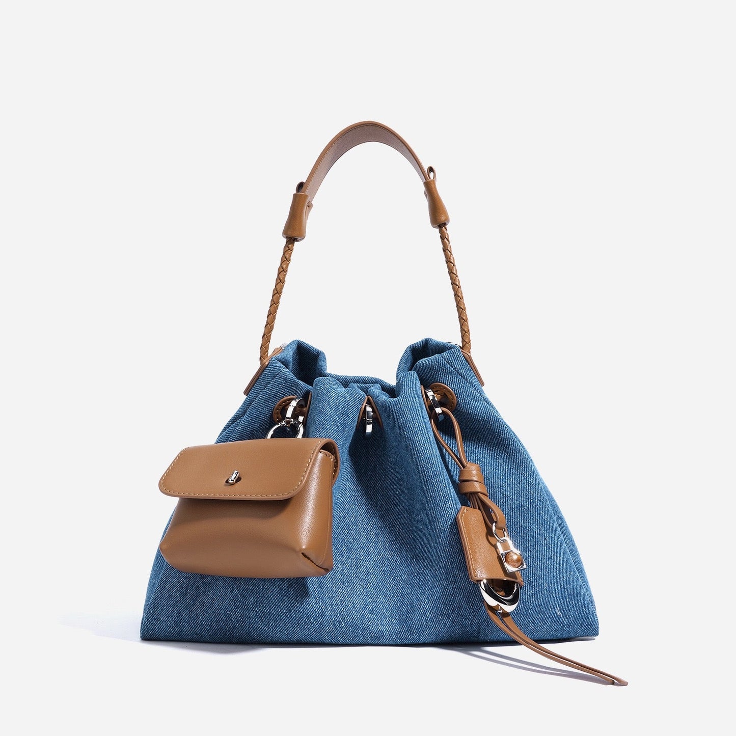 Arlenis — Women’s Genuine Leather and Denim Patchwork Hobo Bag