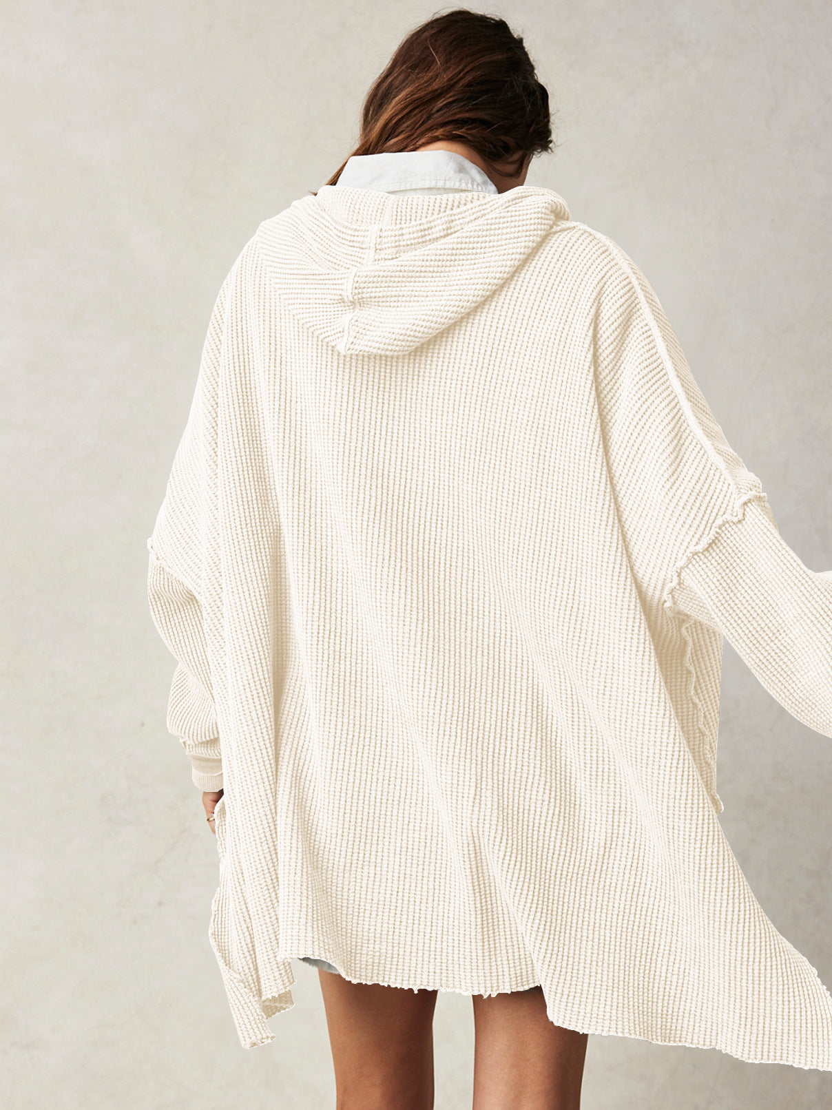 Soarion Waffle Hoodie — Oversized Soft Knit Pullover with Adjustable Hood