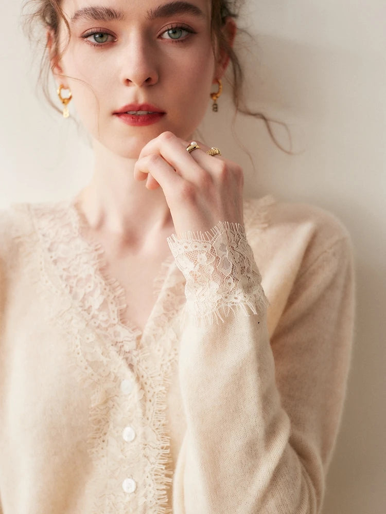 Sorrelis — Women's Cashmere Lace Cardigan for Layering