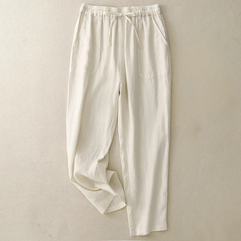 Elowen Linen Pants — Lightweight Breathable Pants with Adjustable Waist