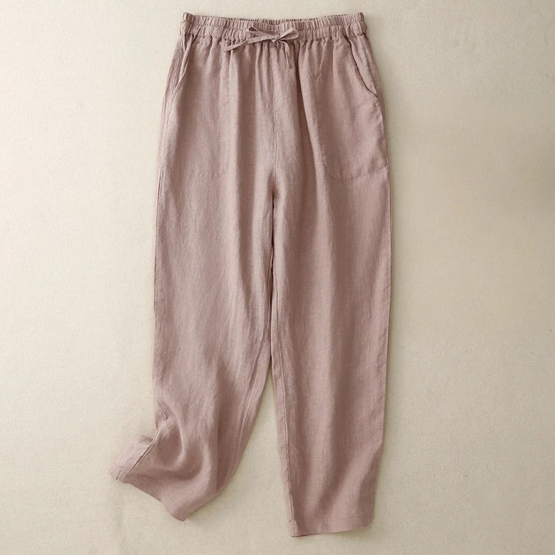 Elowen Linen Pants — Lightweight Breathable Pants with Adjustable Waist