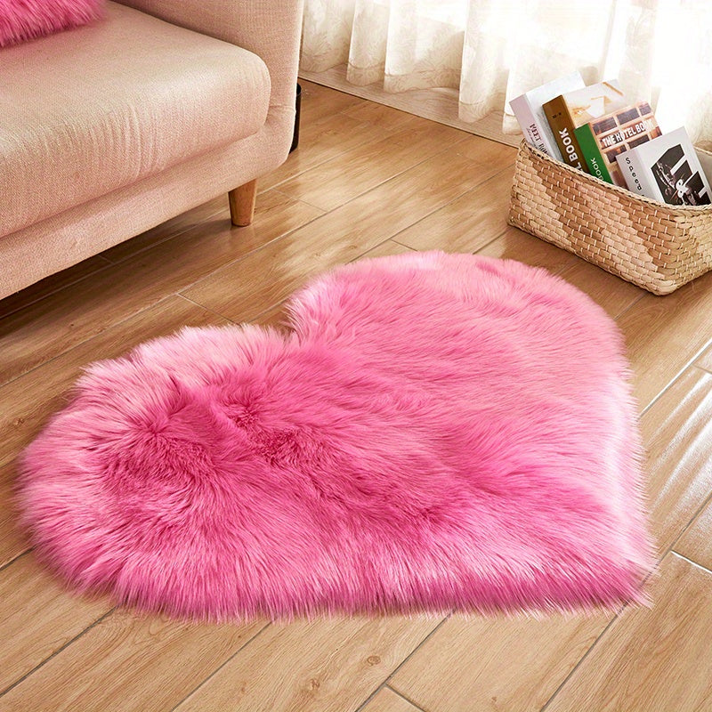 Liora — Soft Heart-Shaped Plush Rug with Non-Slip Backing