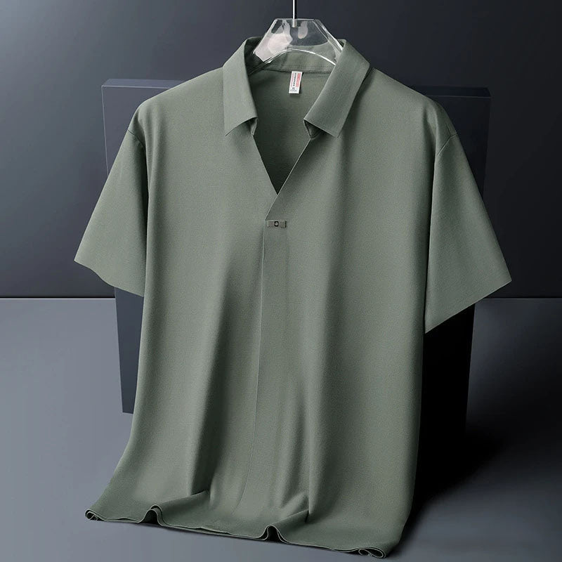Virello — Men’s Lightweight Ice Silk Shirt with Open Collar