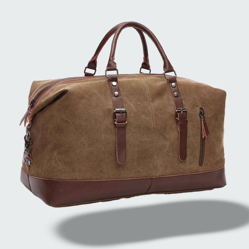 Soren — Durable Waxed Canvas Travel Duffle Bag with Leather Accents