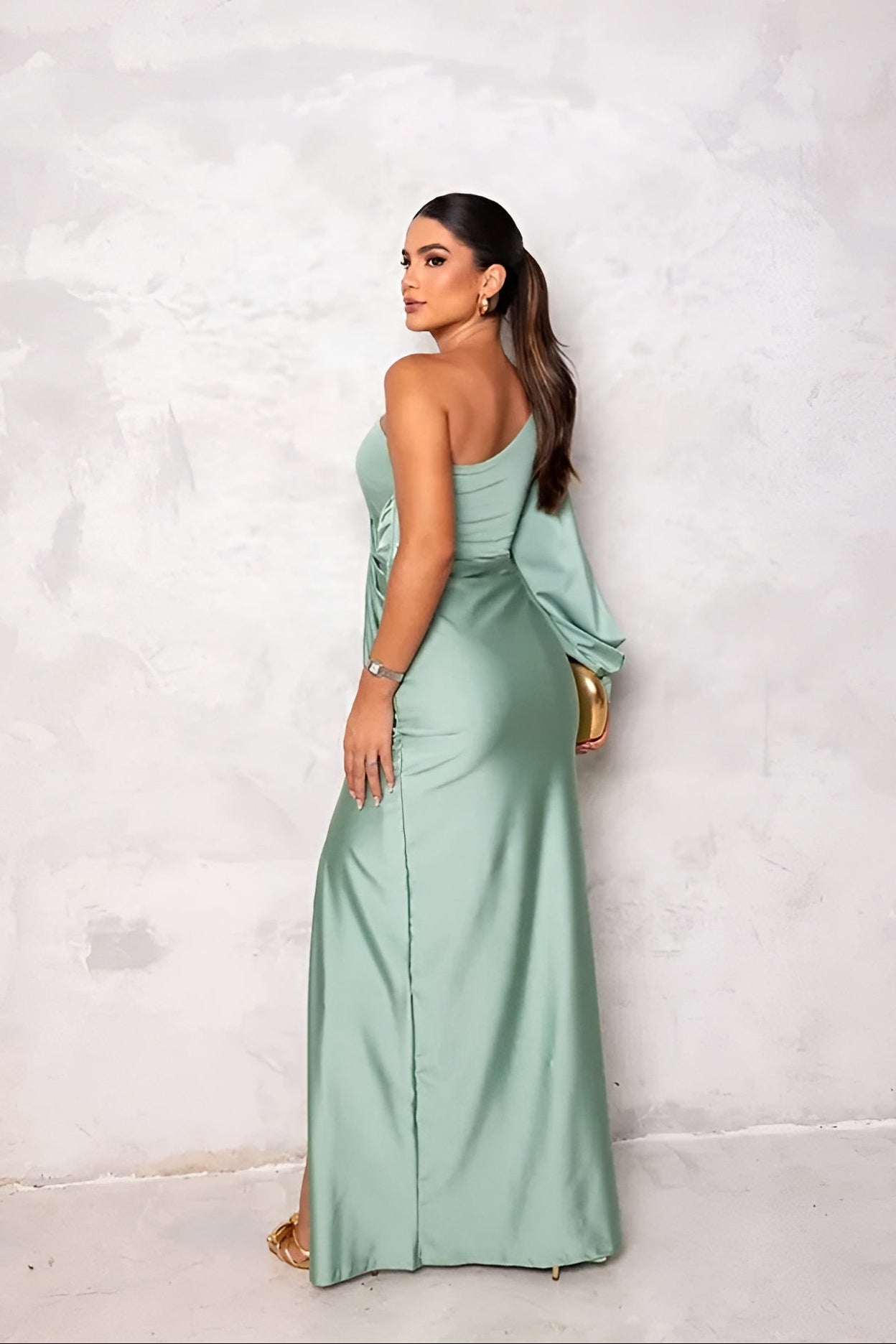 Orlena Satin Maxi Dress — Elegant One-Shoulder Evening Gown
