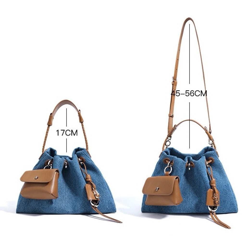 Arlenis — Women’s Genuine Leather and Denim Patchwork Hobo Bag