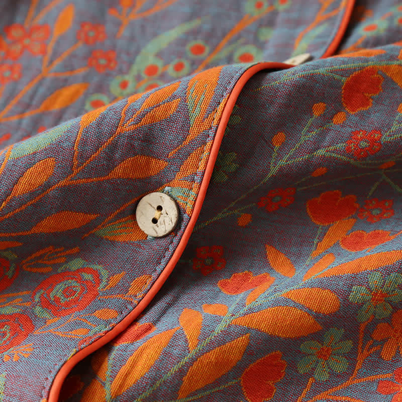 Liora — Floral Jacquard Cotton Loungewear Set with Lightweight Comfort
