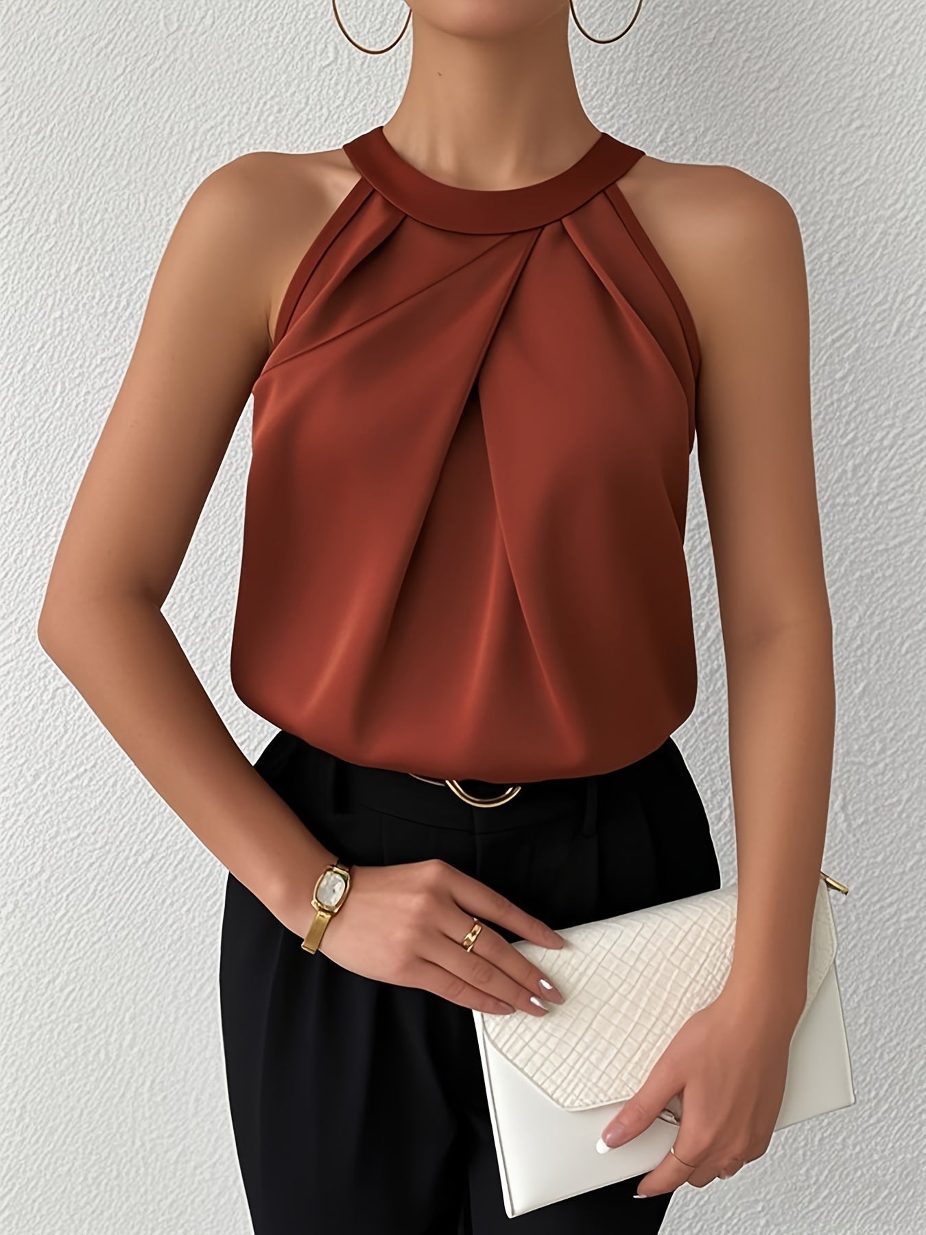 Liora — Women's Elegant Sleeveless Blouse with Halter Neckline