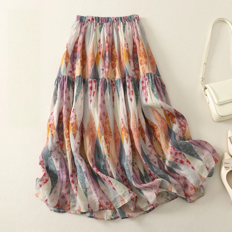 Liora — Women's Lightweight Linen Skirt with Elegant Folds and Vibrant Colors