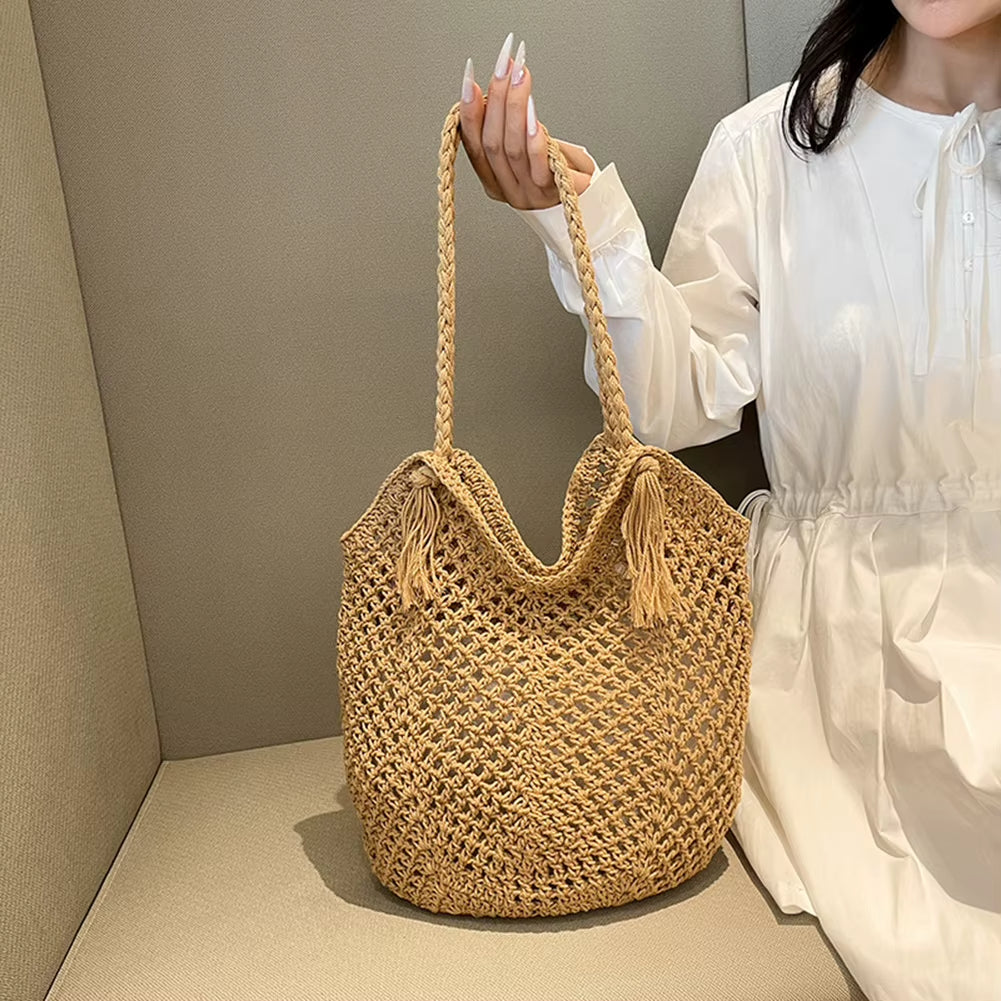 Ardena — Oversized Handcrafted Cotton Crochet Tote with Tassels