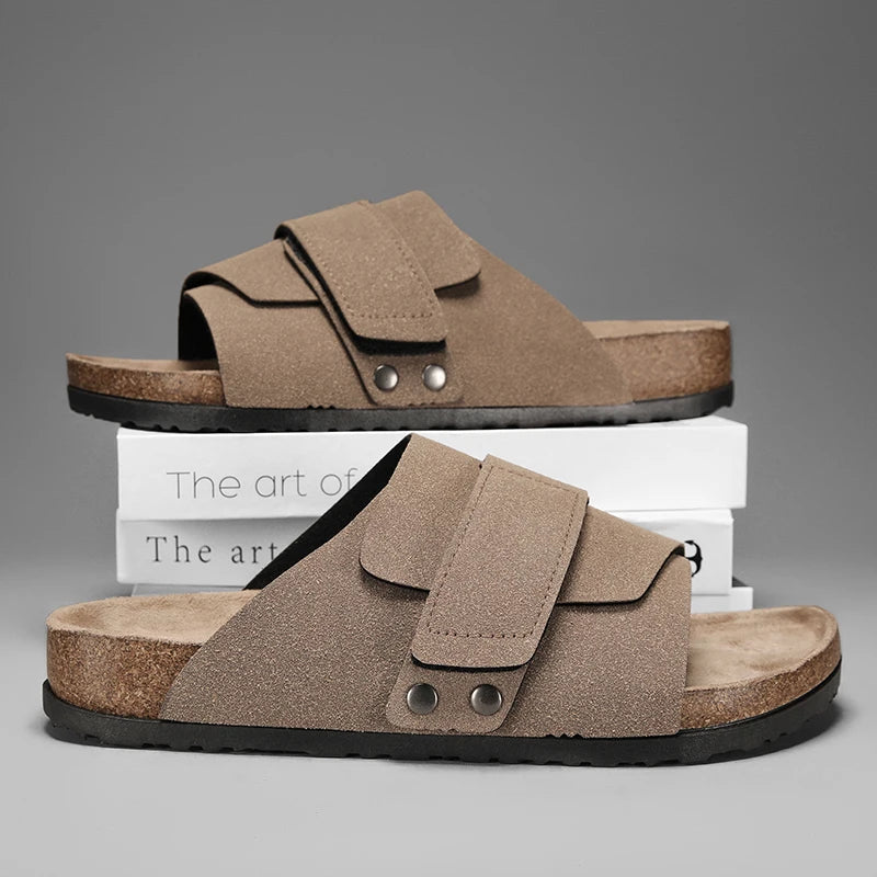 Linora — Men's Genuine Suede Leather Sandals with Adjustable Straps