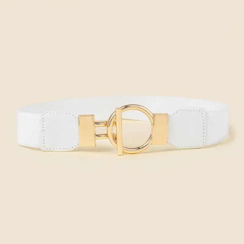 Jarin Belt — Stretch Waist Belt with Gold-Tone Circle Buckle