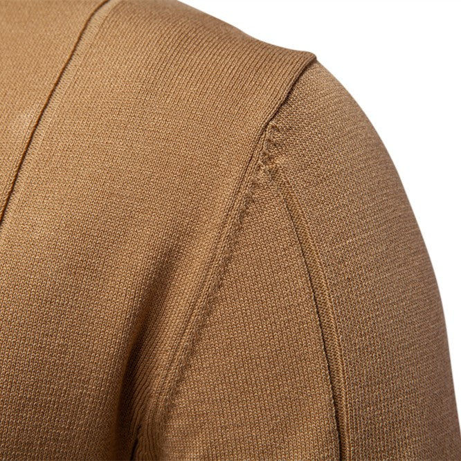 Corvinis — Men's Breathable Zip Collar Polo Shirt with Knit Texture