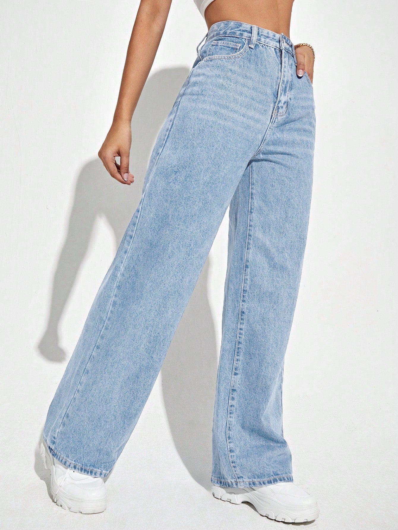 Marlenox — High-Rise Wide-Leg Denim Jeans with Soft Wash Finish