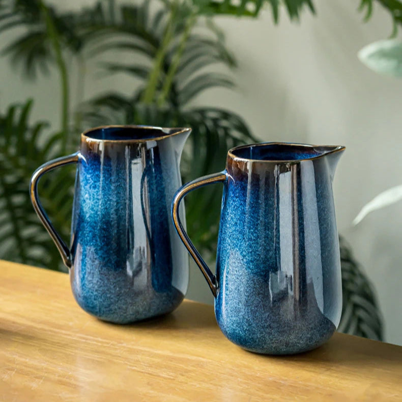 Calderin — Blue Ceramic Pitcher with Kiln-Fired Durable Glaze