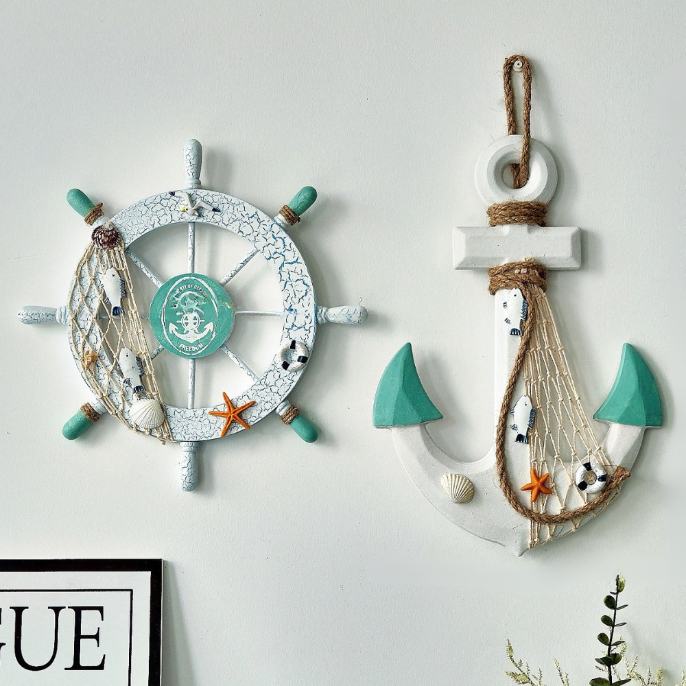 Marineris — Coastal Nautical Wall Decor Set with Hooks