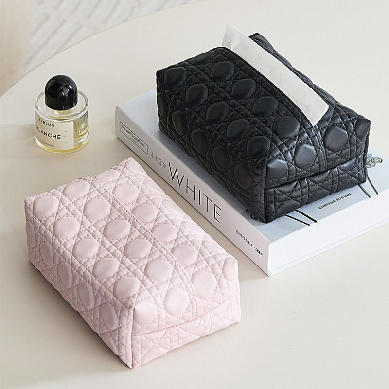 Velora — Quilted Faux Leather Tissue Holder with Modern Design