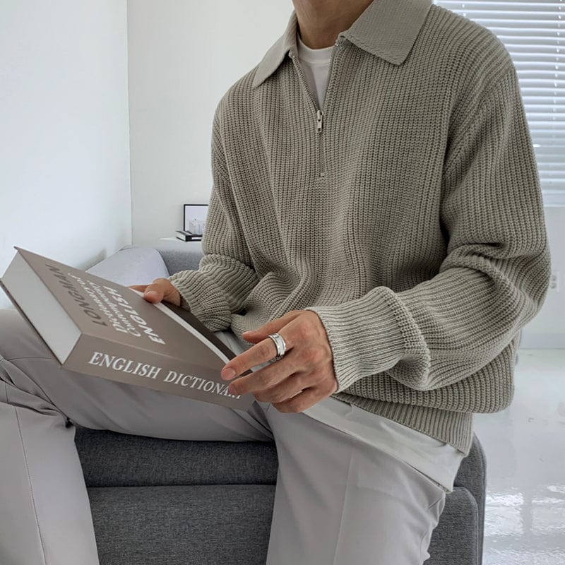 Norla — Knitted Half-Zip Sweater with Adjustable Collar