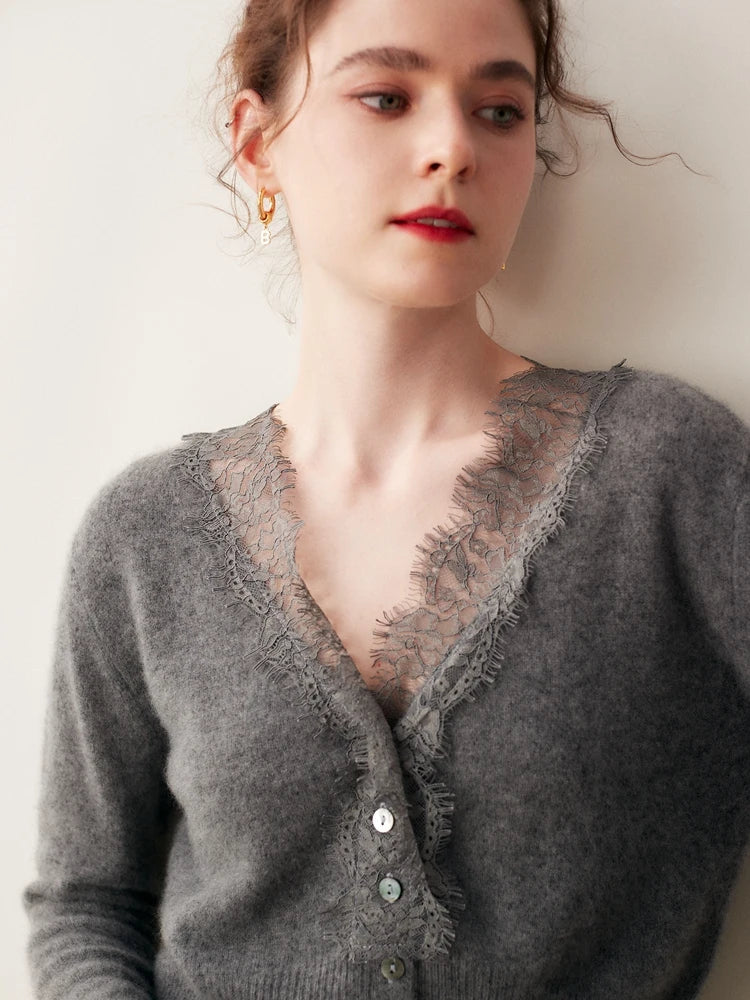 Sorrelis — Women's Cashmere Lace Cardigan for Layering