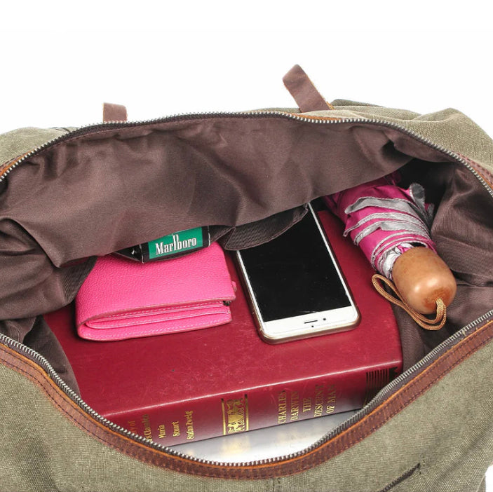 Soren — Durable Waxed Canvas Travel Duffle Bag with Leather Accents