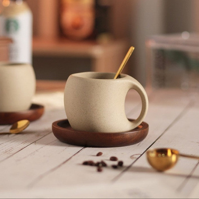 Norla — Handcrafted Ceramic Coffee Set with Bamboo Saucer