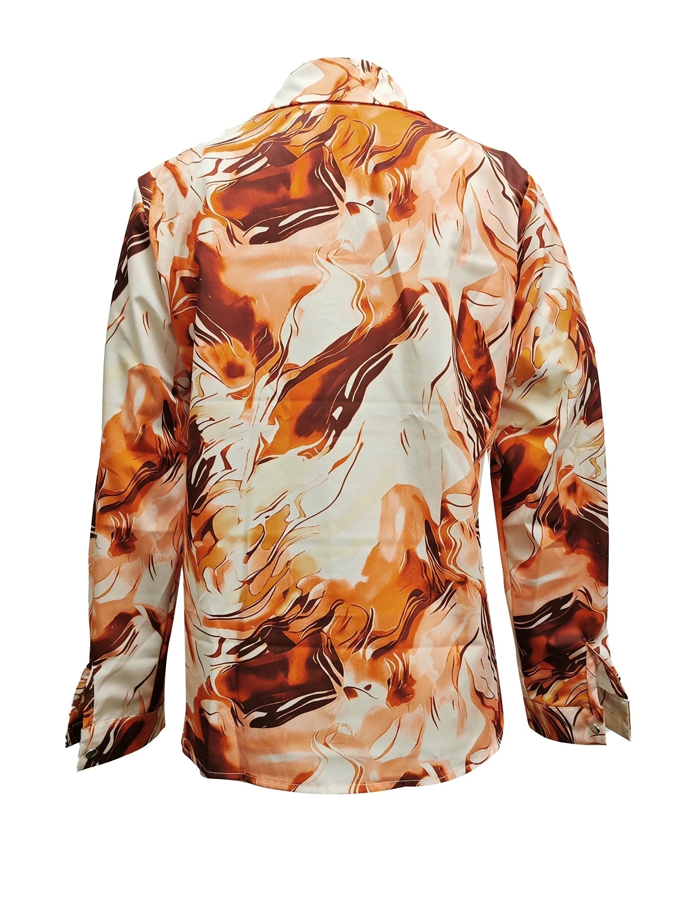 Madryn — Satin Silk Blend Button-Up Shirt with Marble Gloss Finish