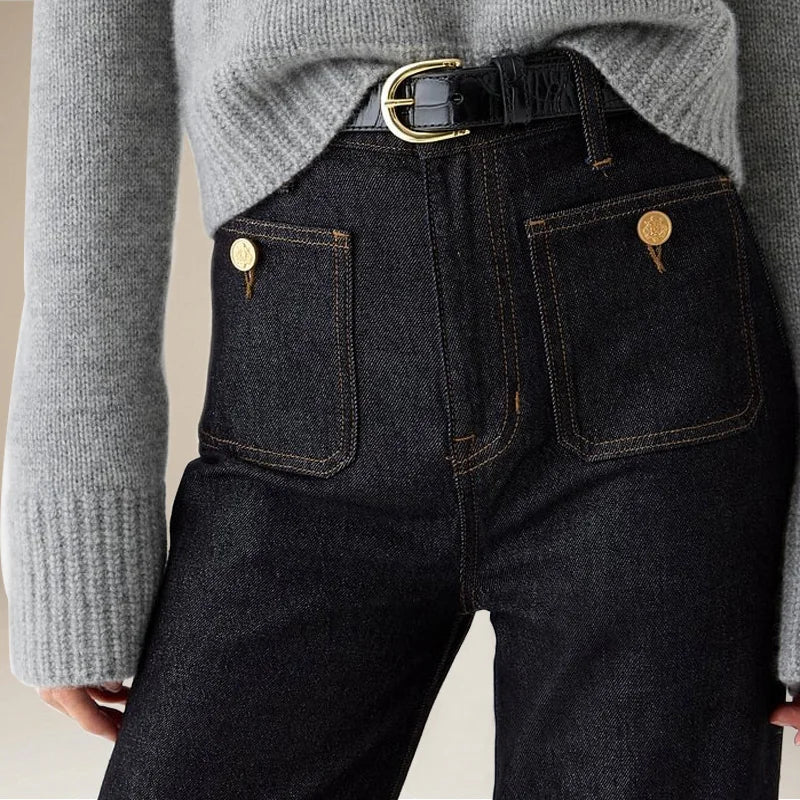 Liora Jeans — High-Waist Loose Denim Trousers with Stretch Fabric