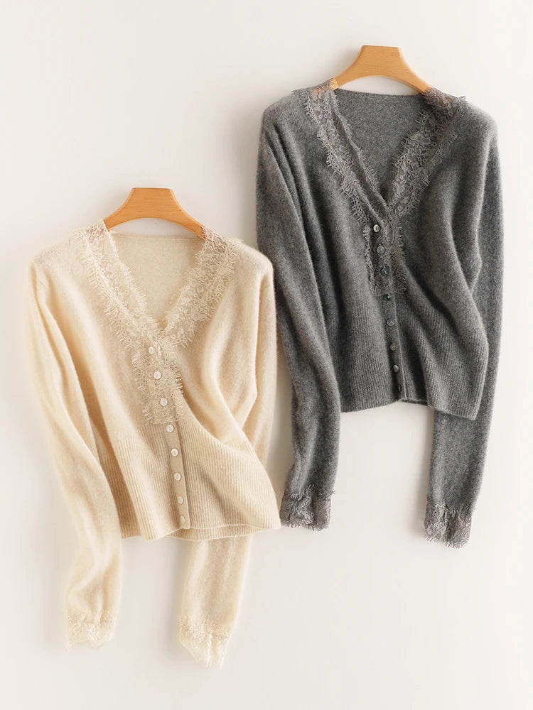 Sorrelis — Women's Cashmere Lace Cardigan for Layering