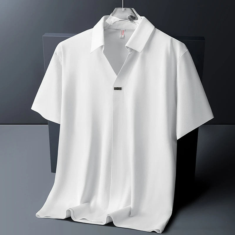 Virello — Men’s Lightweight Ice Silk Shirt with Open Collar