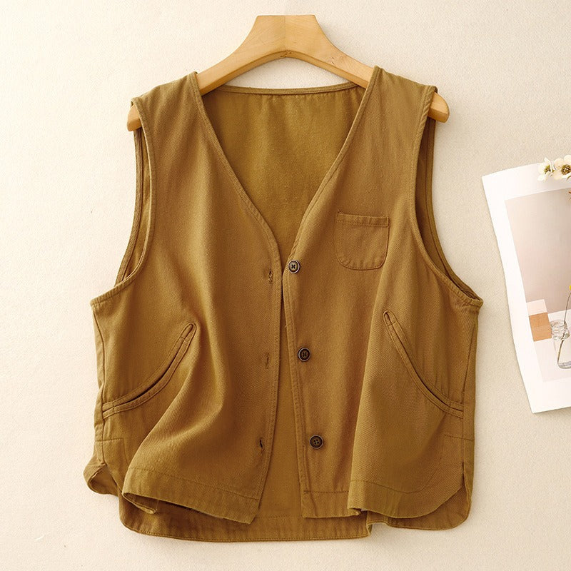 Soren Vest — Lightweight Cotton Linen Vest with Spacious Pockets