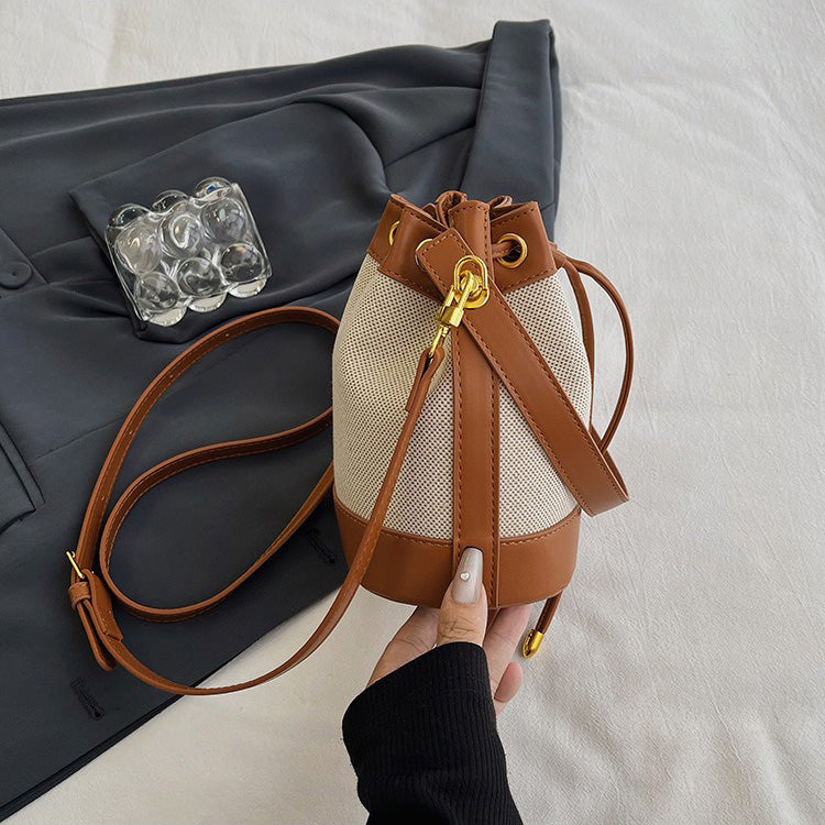 Oslen Canvas Bucket Bag — Lightweight Vegan Leather Trim Tote