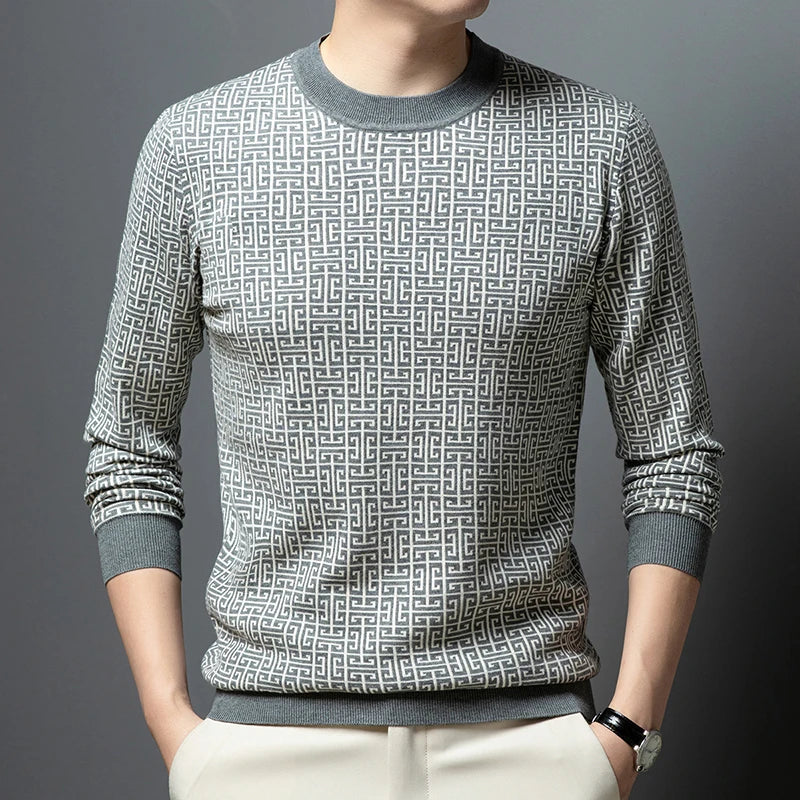 Blakeon — Men's Modern Maze Pattern Knit Sweater with Tailored Fit