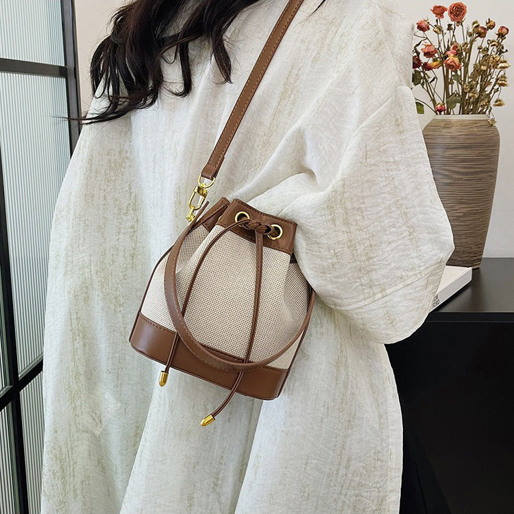 Oslen Canvas Bucket Bag — Lightweight Vegan Leather Trim Tote