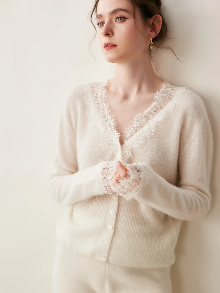 Sorrelis — Women's Cashmere Lace Cardigan for Layering