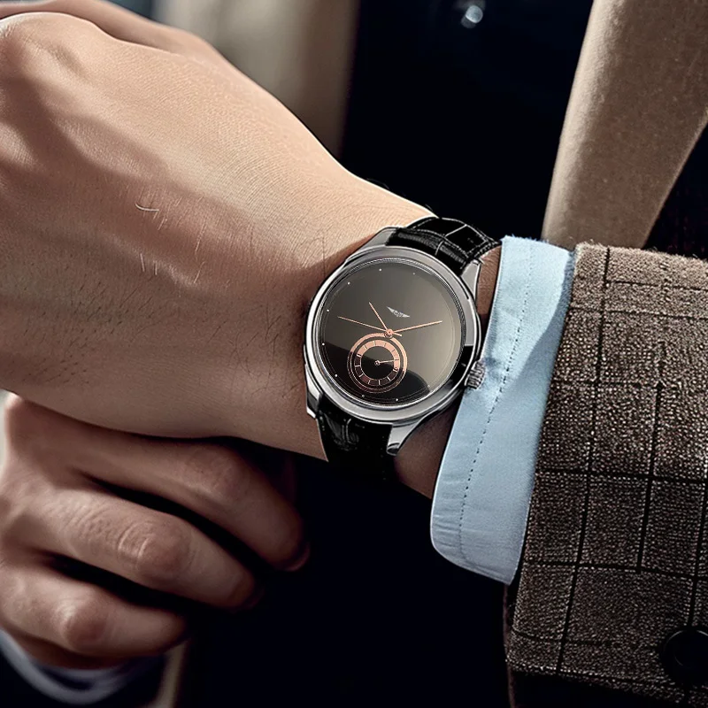 Talix — Dual Dial Leather Strap Watch with Swiss Quartz Movement