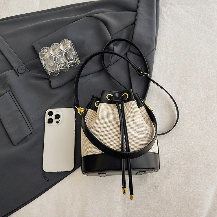 Oslen Canvas Bucket Bag — Lightweight Vegan Leather Trim Tote