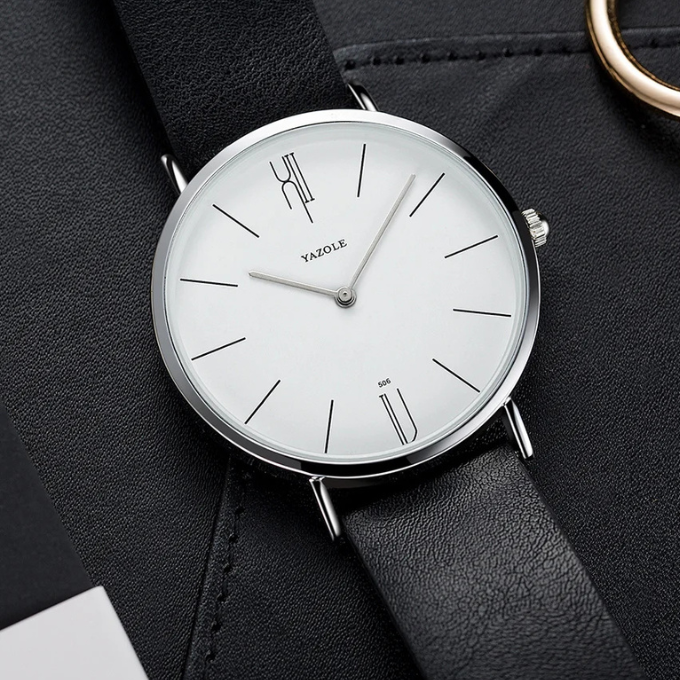 Nyren — Ultra-Slim Cowhide Leather Watch with Matte Dial