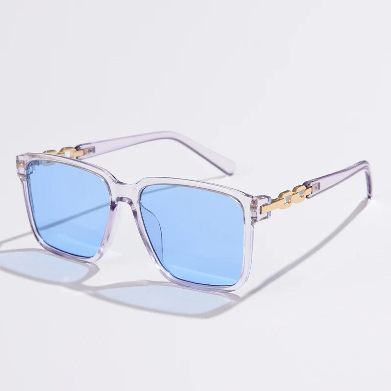 Selan — Oversized Square Sunglasses with Gold Chain-Link Arms