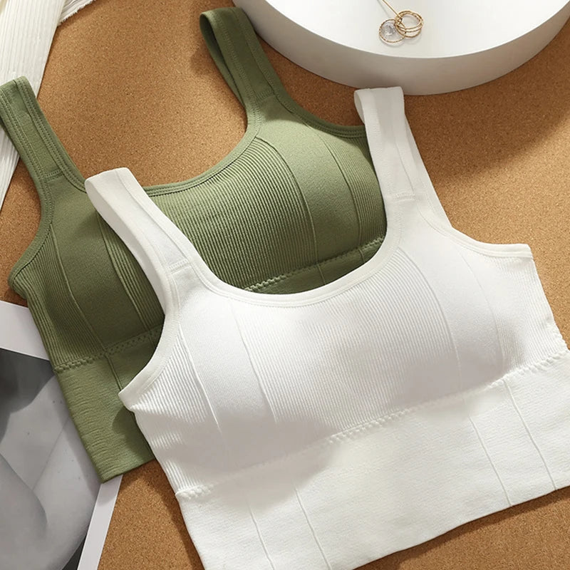 Elara Motion Core — Seamless Ribbed Sports Bra with Supportive Straps