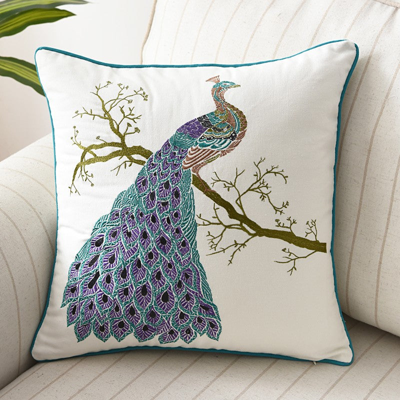 Liora — Embroidered Butterfly Cushion Cover in Cotton-Linen Blend