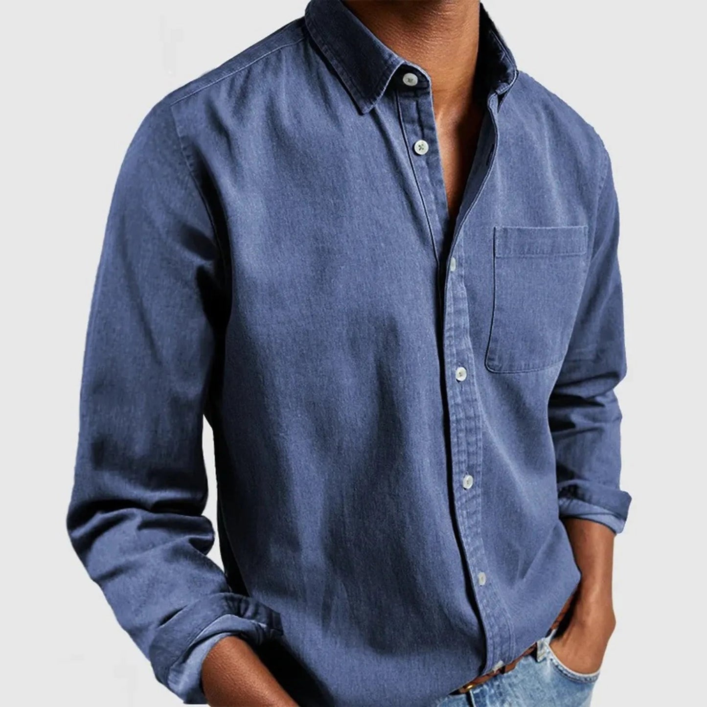Orven Textured Button-Up Shirt — Tailored Cotton Shirt with Soft Brushed Finish
