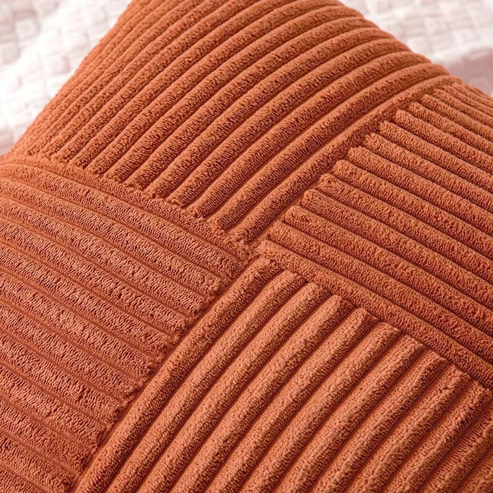 Cordellea — Soft Corduroy Throw Pillow Covers Set with Modern Boho Grid