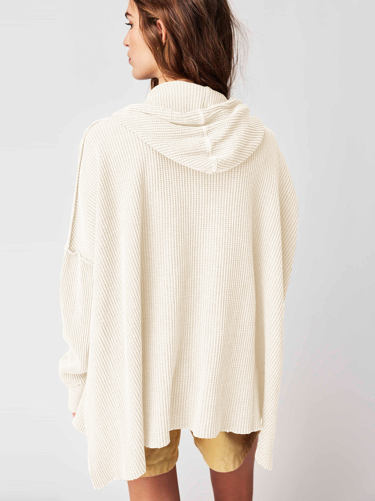 Soarion Waffle Hoodie — Oversized Soft Knit Pullover with Adjustable Hood
